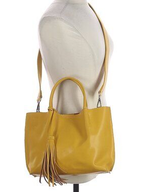 Co-Lab Fabulous Yellow Vegan Leather Bag with handles and detachable strap